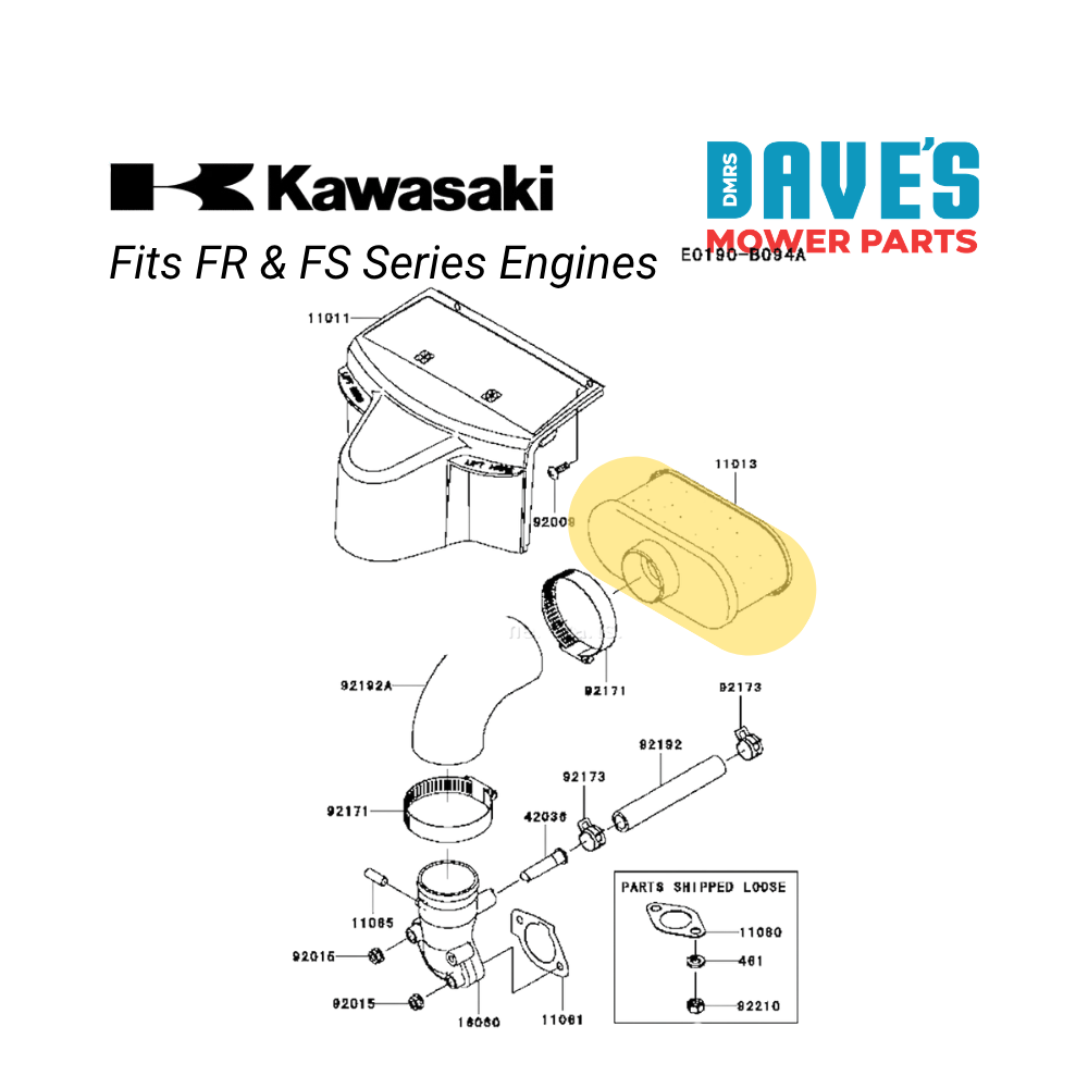 Husqvarna Air Filter Fitted with Kawasaki FR & FS Series Engines | DMP_JM693 Replaces 11013-0752