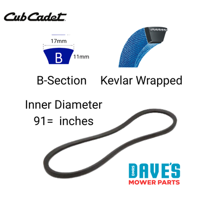 Cub Cadet Ride On Lawn Mower Belt | DMP_B91K Replaces 954-04024