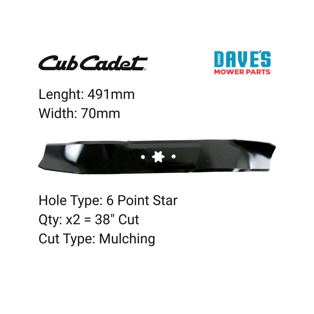 Cub Cadet 38 Inch Mulching Blade Ride On Mower | DMP_BLR5828 replaces 942-0610
