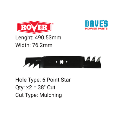 Rover 38 Inch Ride On Mower Gator Blade | DMP_BLR8174 replaces 742-0610
