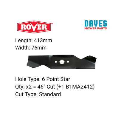 Rover 46 Inch Ride On Mower Standard Blade | DMP_B1MA2411 replaces 942-0542