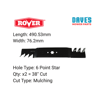 Rover 38 Inch Ride On Mower Gator Blade | DMP_BLR8174 replaces 742-0610