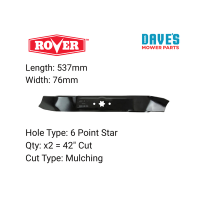 Rover 42 Inch Ride On Mower Mulching Blade | DMP_BLR5837 replaces 742-0616