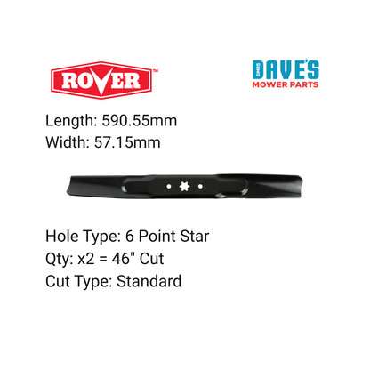Rover 46 Inch Ride On Mower High Lift Blade | DMP_BLR8357 replaces 942-04244