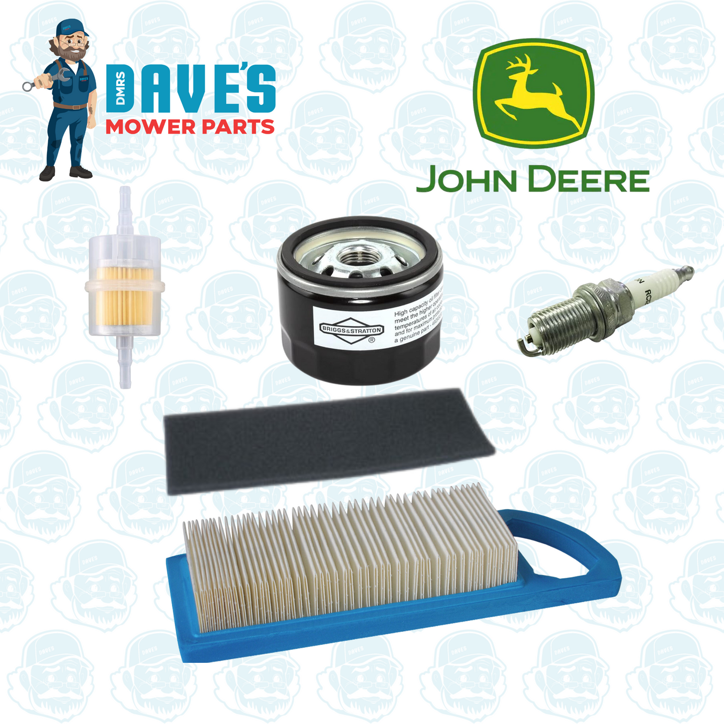 Service Kit JOHN DEERE LA105, 110, 115, L108, Z225 Ride On Mowers With Briggs & Stratton 697776, 697634 Engines