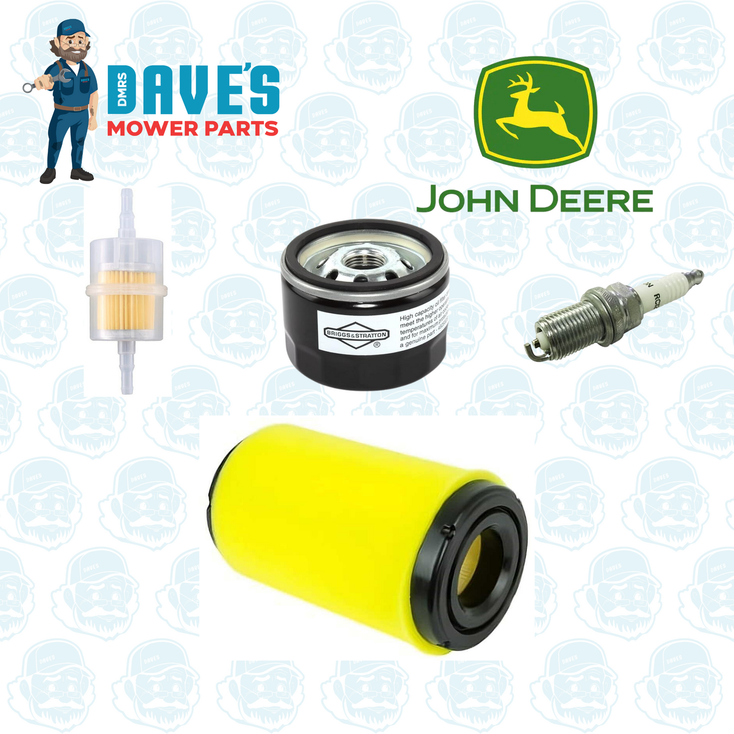 Service Kit JOHN DEERE Ride On Mowers LA125, D110, D120 Select Briggs & Stratton 31 & 33 Series Engines